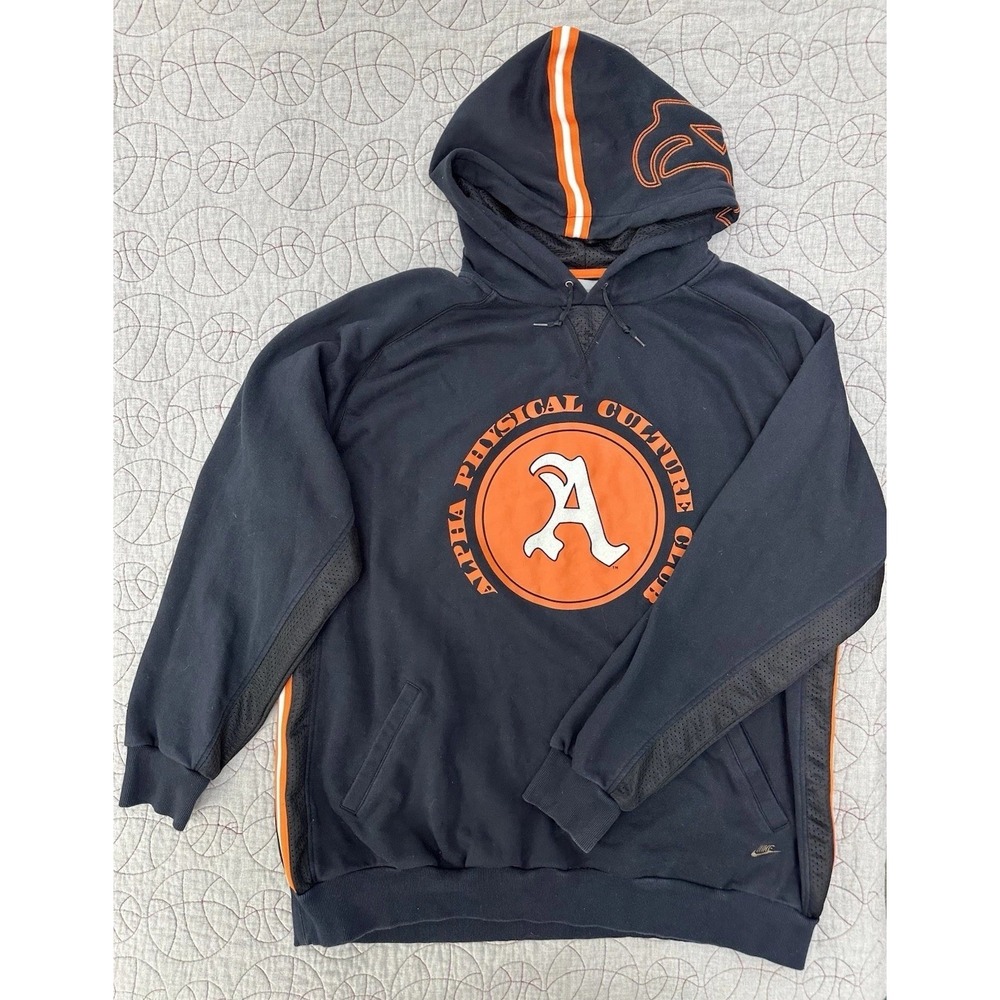 Vtg Nike ALPHA PHYSICAL CULTURE CLUB Sz 2XL Black Fives Basketball Hoodie RARE‎